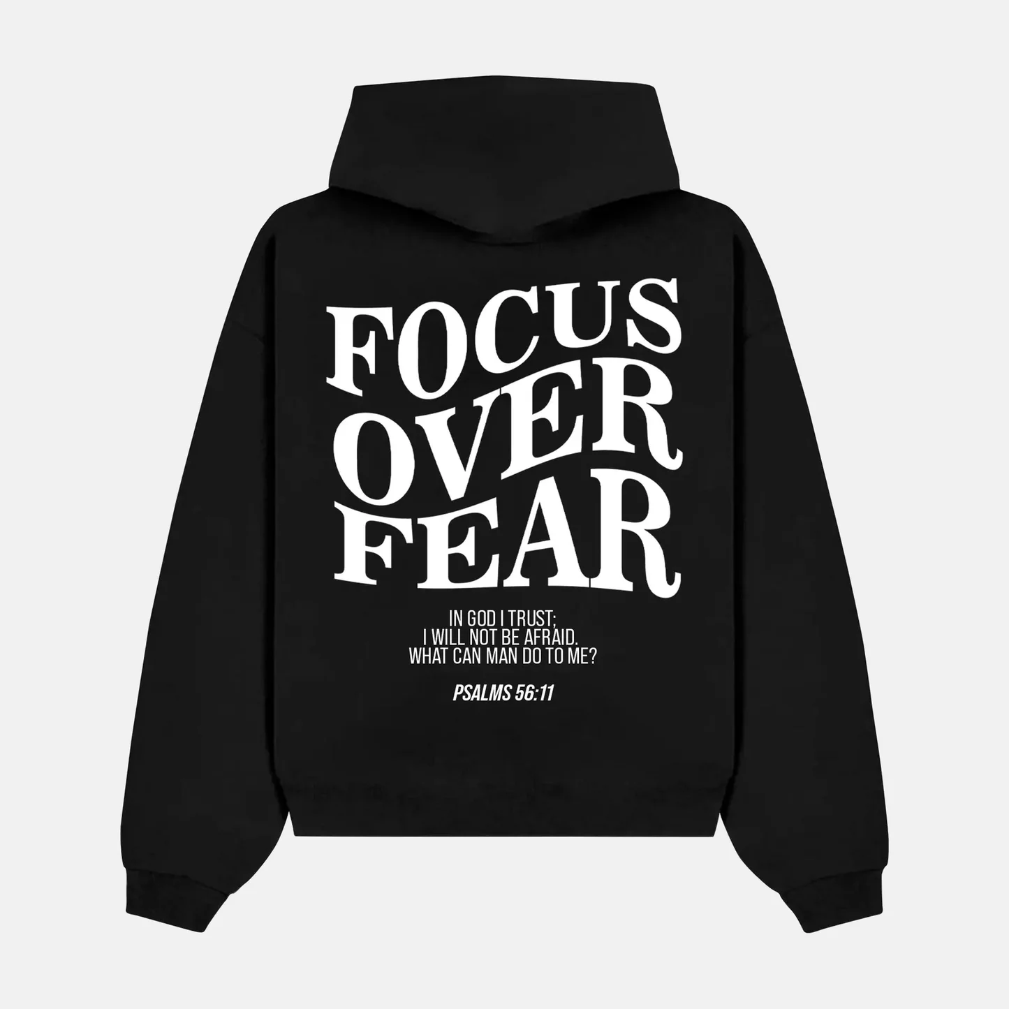 FOCUS OVER FEAR artwork on a hoodie
