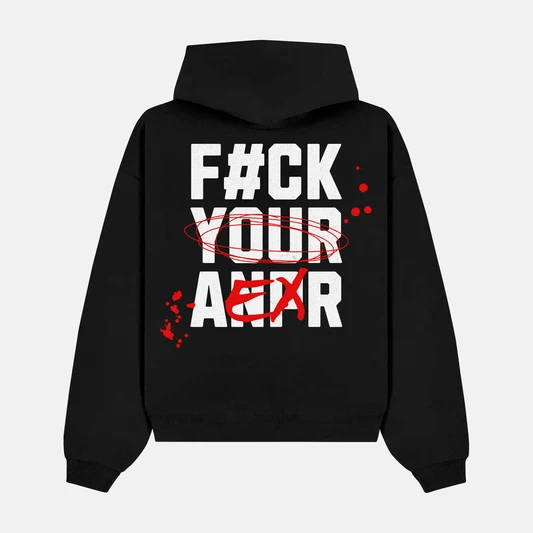 F*CK YOUR ANPR artwork on a hoodie