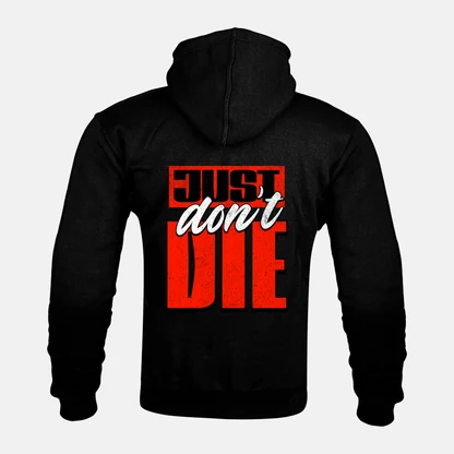 JUST DON'T DIE artwork on a Kevlar armoured zip hoodie