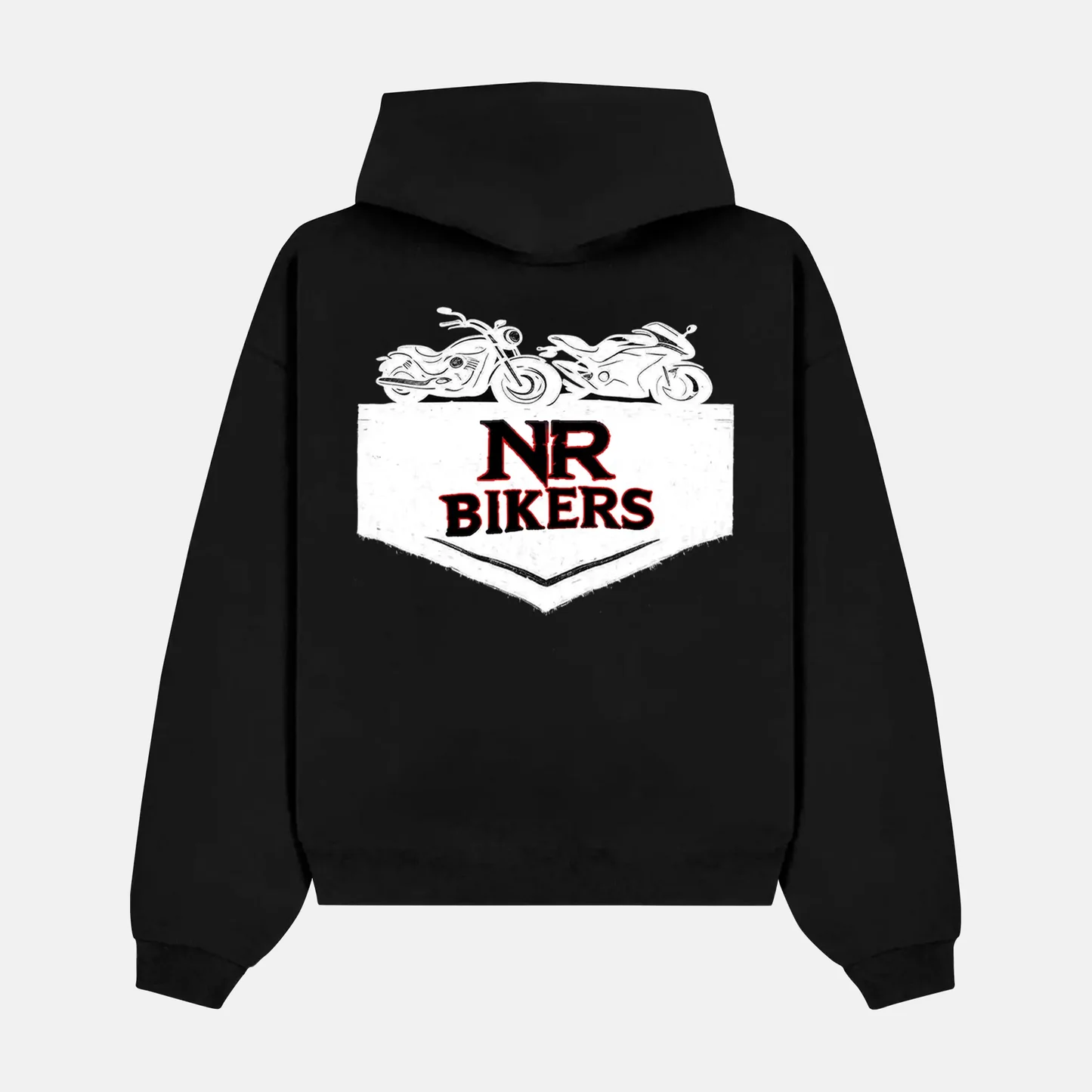 NR Bikers Collective artwork on a hoodie