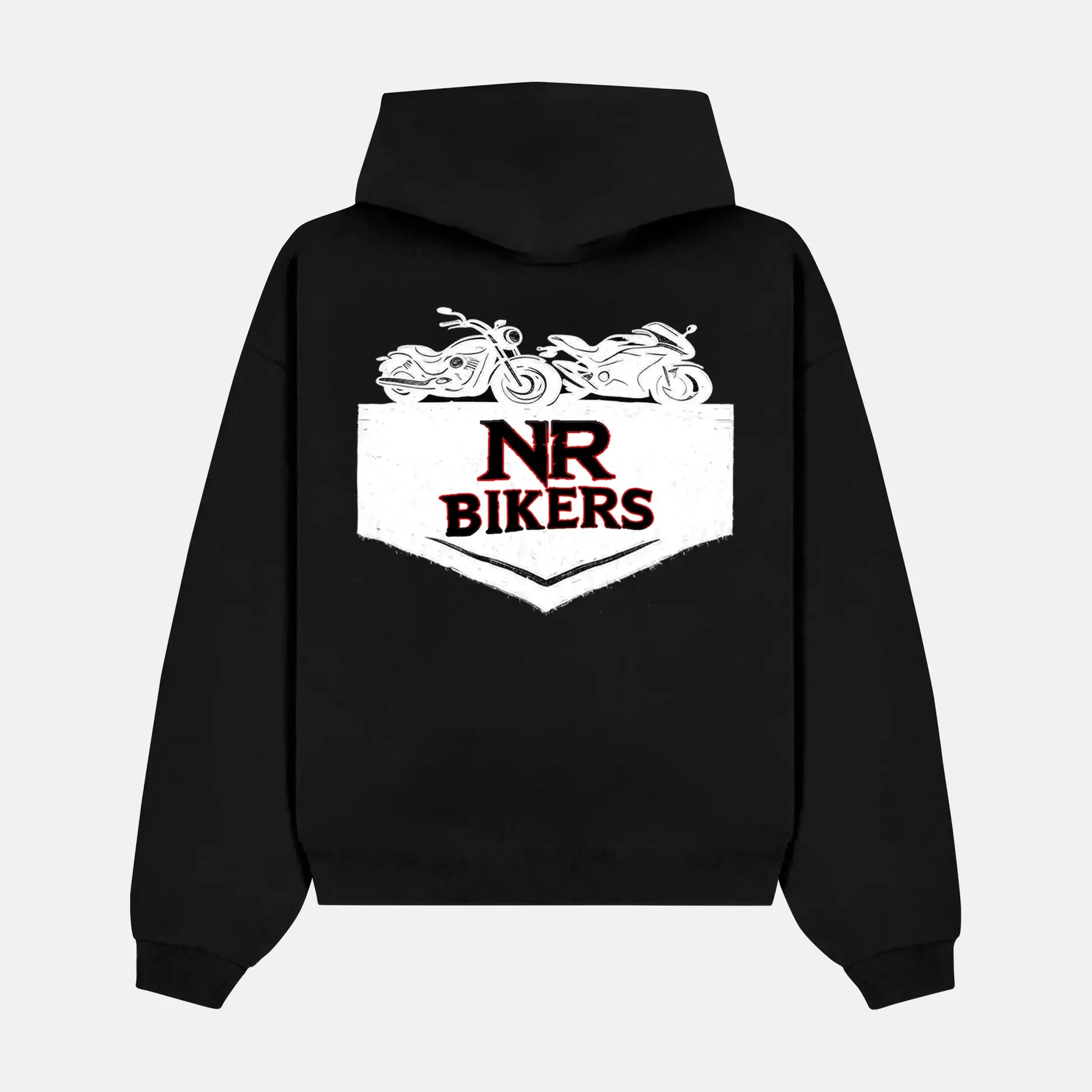 NR Bikers Collective artwork on a hoodie