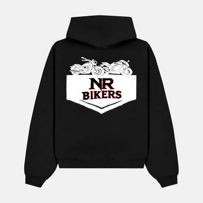 NR Bikers Collective artwork on a hoodie