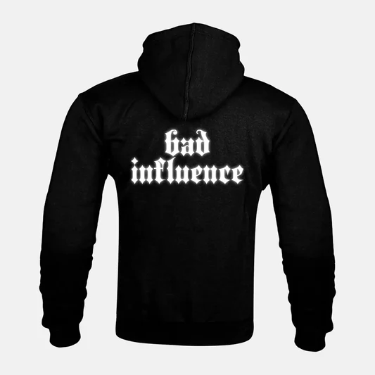 Reflective BAD INFLUENCE artwork on a Kevlar armoured zip hoodie