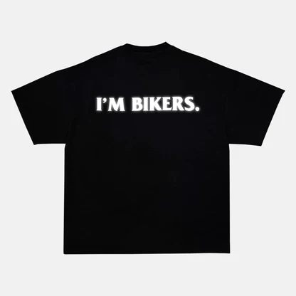 Reflective I'M BIKERS artwork on a t-shirt