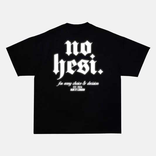 Reflective NO HESI artwork on a t-shirt