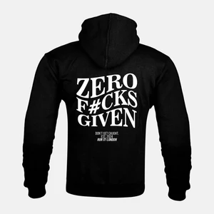 ZERO F#CKS GIVEN artwork on a Kevlar armoured zip hoodie