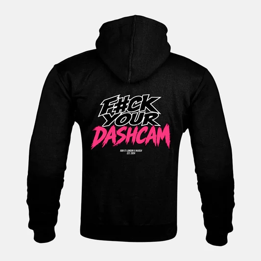 F*CK UR DASHCAM (PINK) X N4JOSH Kevlar Armoured Zip Hoodie F_CK UR DASHCAM PINK non-reflective back