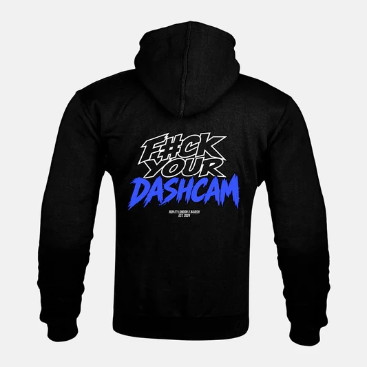 F*CK UR DASHCAM (BLUE) X N4JOSH Kevlar Armoured Zip Hoodie back-non-reflective