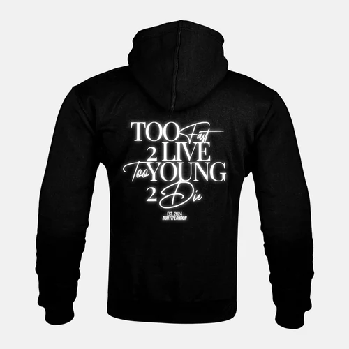 TOO FAST 2 LIVE TOO YOUNG 2 DIE armoured back — reflective print