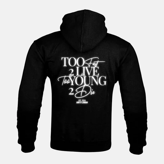 TOO FAST 2 LIVE TOO YOUNG 2 DIE armoured back — reflective print