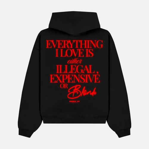 Reflective print on the back of a red hoodie