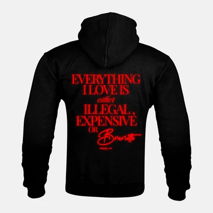 Reflective print on the back of a red Kevlar armoured zip hoodie