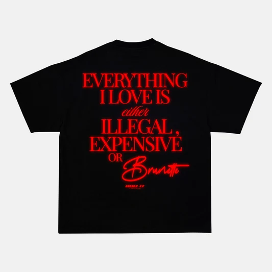 Reflective print on the back of a red t-shirt