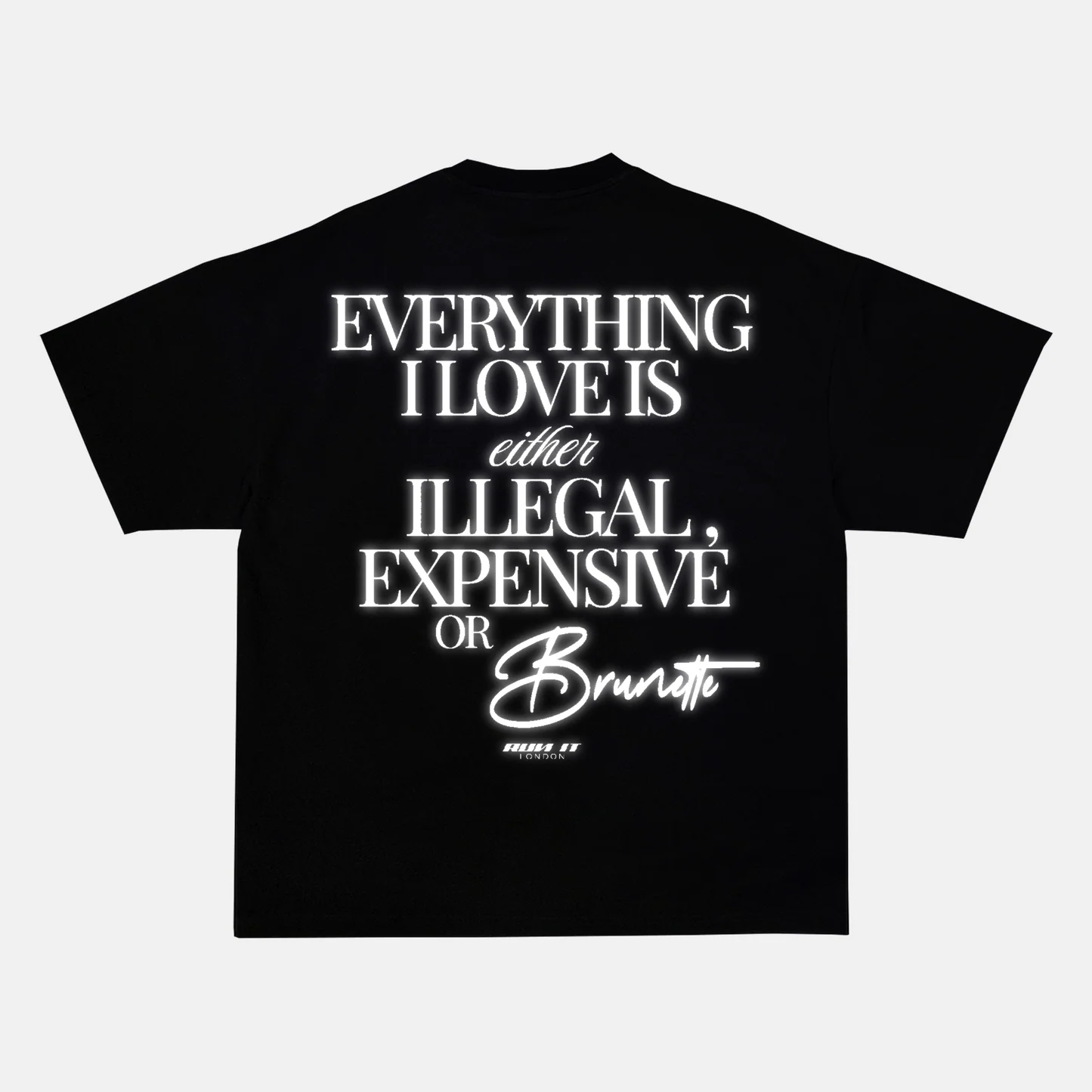 Reflective print on the back of a white t-shirt