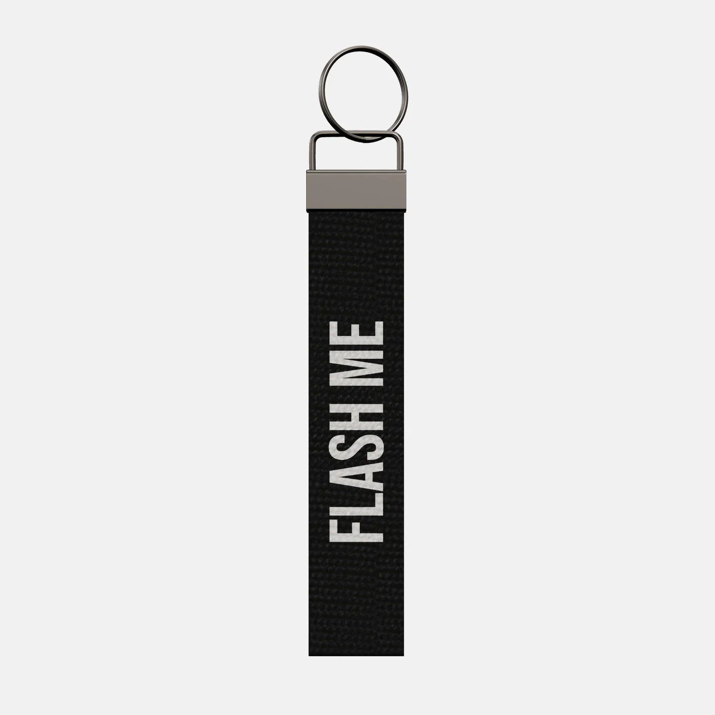 FLASH ME Keychain, front: FLASH ME in white print