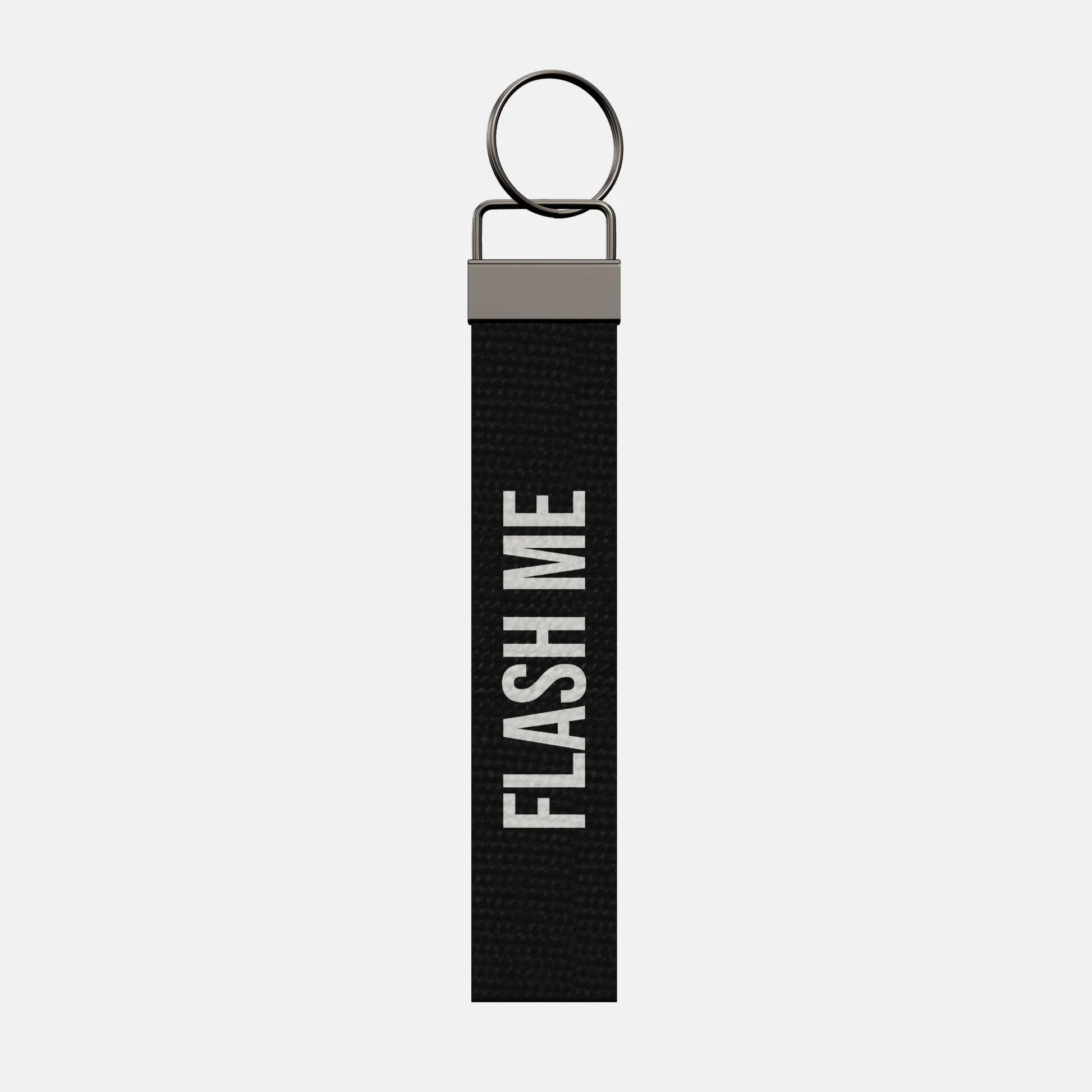 FLASH ME Keychain, front: FLASH ME in white print