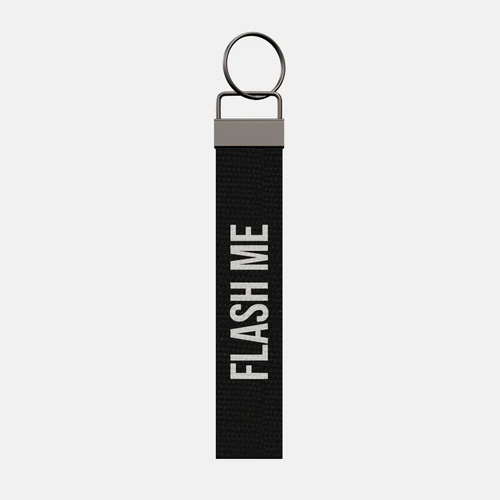 FLASH ME Keychain, front: FLASH ME in white print