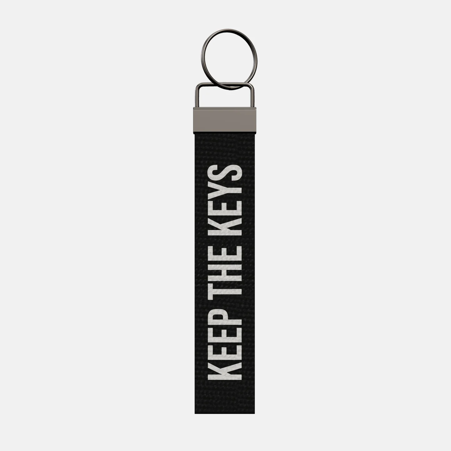 KEEP THE KEYS Keychain, front: KEEP THE KEYS in white print