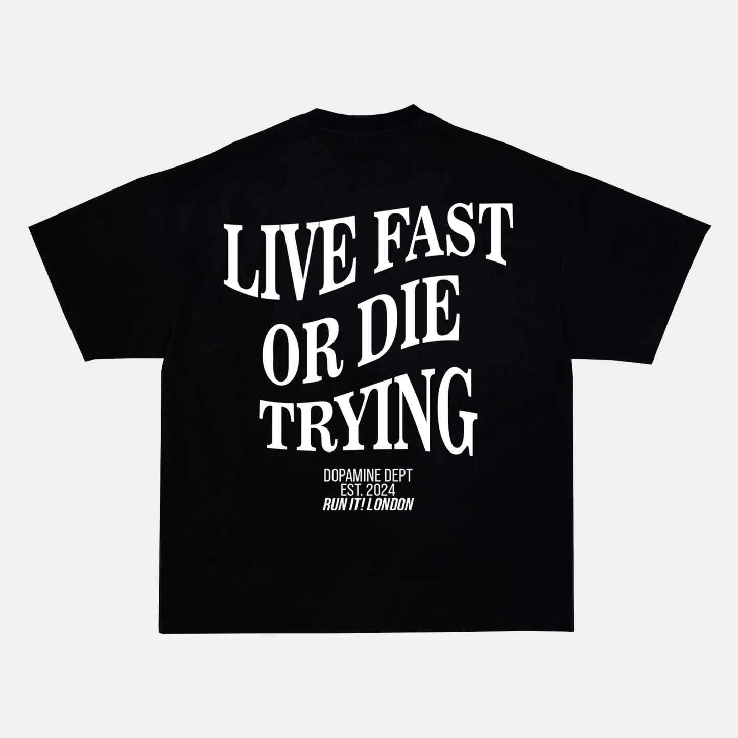 LIVE FAST OR DIE TRYING artwork on a t-shirt