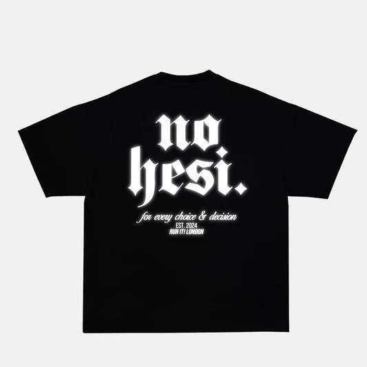 Reflective NO HESI artwork on a t-shirt