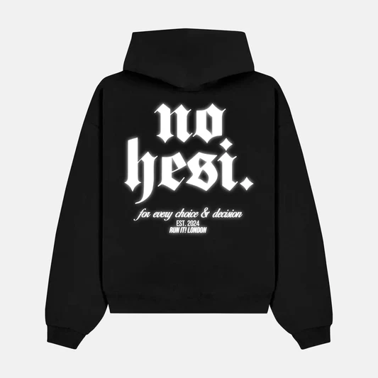 Reflective NO HESI artwork on a hoodie