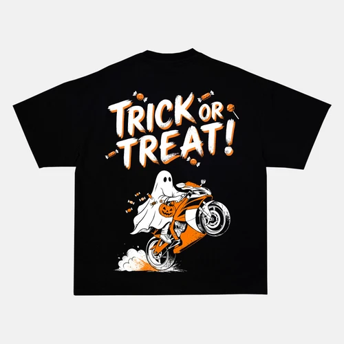 TRICK OR TREAT! back print on a t-shirt