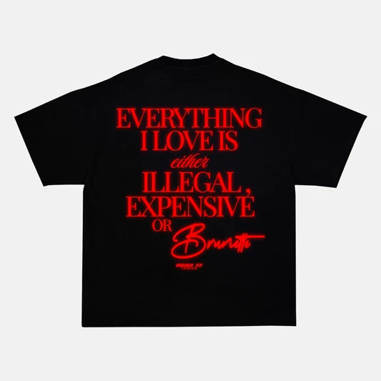 Reflective print on the back of a red t-shirt