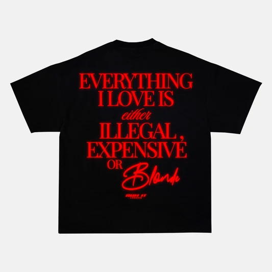 Reflective print on the back of a red t-shirt