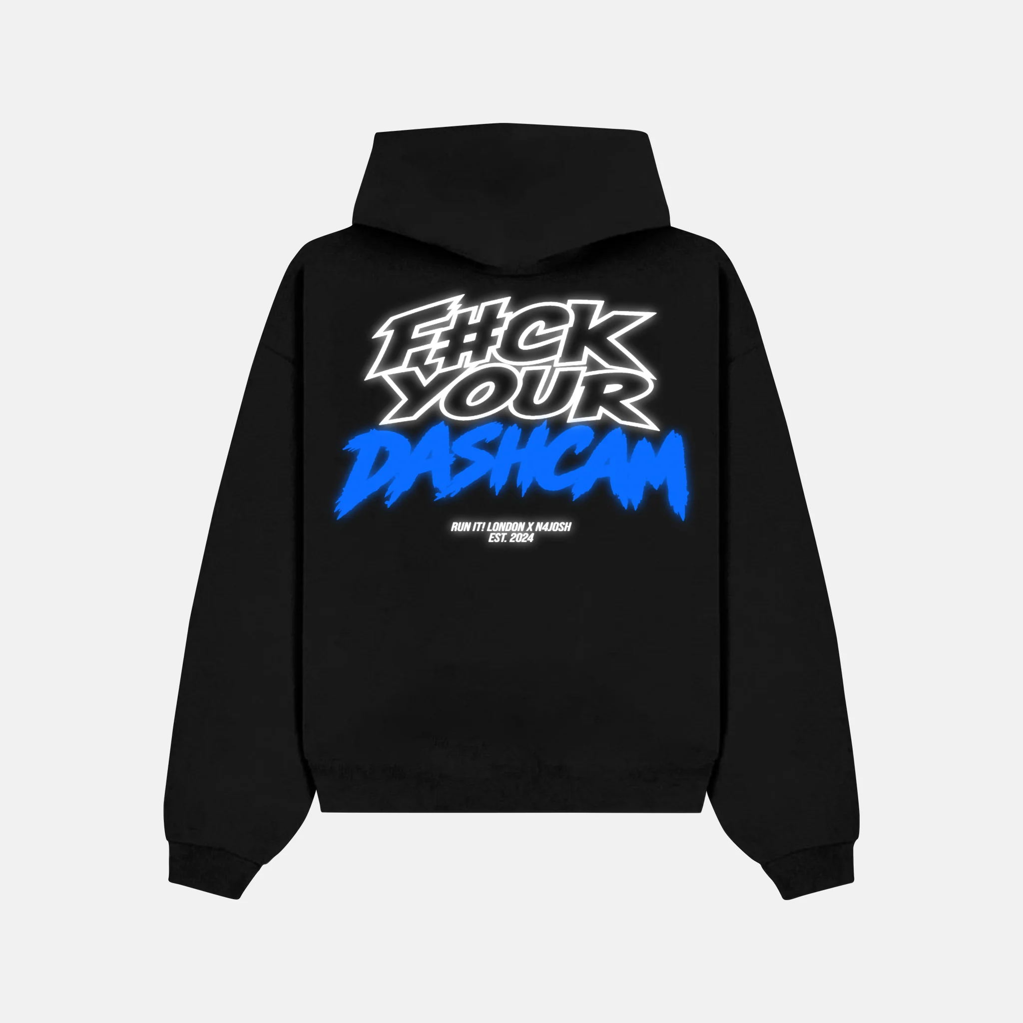 F*CK UR DASHCAM (BLUE) X N4JOSH Hoodie — reflective back print