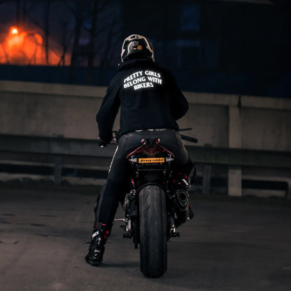 "PRETTY GIRLS BELONG WITH BIKERS" Hoodie RunIt!