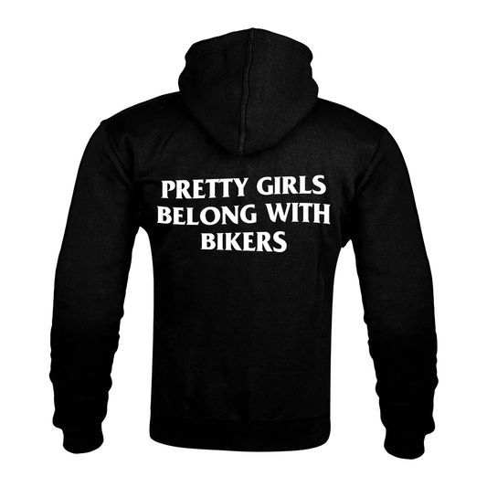 "Pretty Girls Belong With Bikers" Kevlar Armoured Zip Hoodie