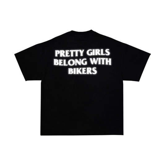 "PRETTY GIRLS BELONG WITH BIKERS" Tee RunIt!