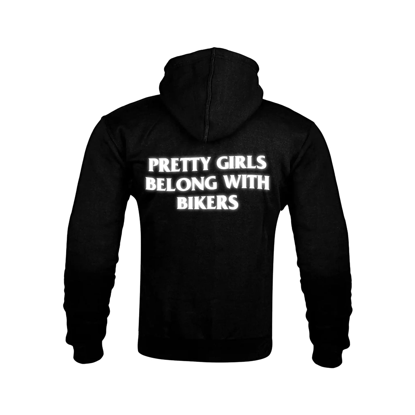 "PRETTY GIRLS BELONG WITH BIKERS" Kevlar Armoured Zip Hoodie RunIt!