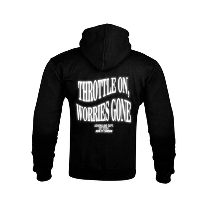 "THROTTLE ON, WORRIES GONE" Kevlar Armoured Zip Hoodie RunIt!