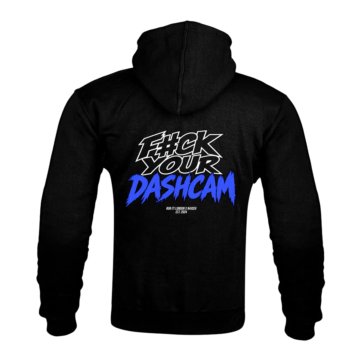 F*CK UR DASHCAM (BLUE) X N4JOSH Kevlar Armoured Zip Hoodie back-non-reflective