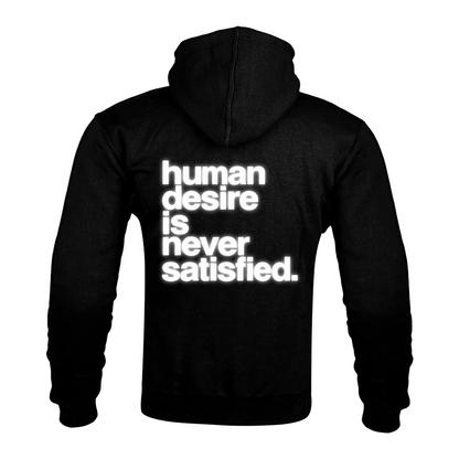 "HUMAN DESIRE IS NEVER SATISIFIED" Kevlar Armoured Zip Hoodie back