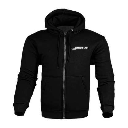 "EVERYTHING I LOVE IS EITHER ILLEGAL, EXPENSIVE OR BRUNETTE" Kevlar Armoured Zip Hoodie front