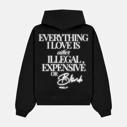 Reflective print on the back of a white hoodie