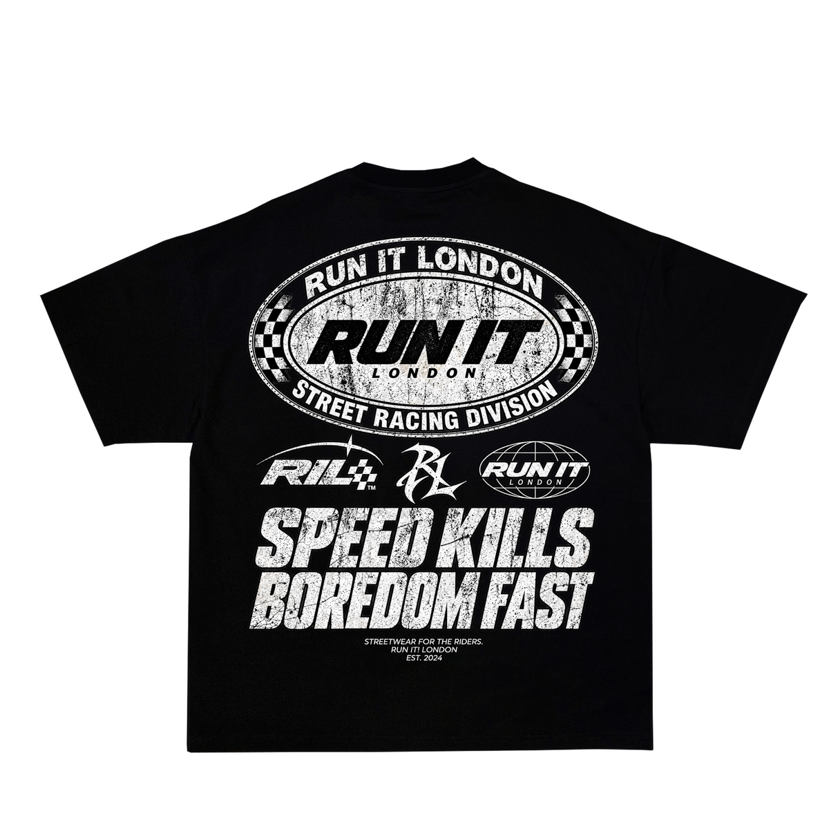 "SPEED KILLS BOREDOM FAST" Tee back